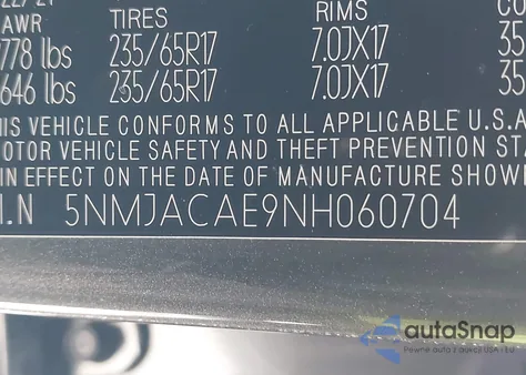 2022 Hyundai Tucson Se z USA, uszkodzony, nr VIN 5NMJACAE9NH060704